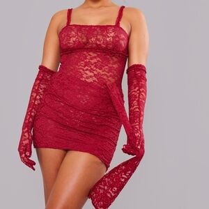 Elegant Lace Burgundy Dress